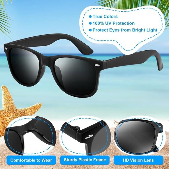 Black Sunglasses Bulk Pack Kids Adults UV400 Retro Party Beach Accessories